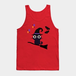 Cute Halloween Black Cat Witch Tank Top